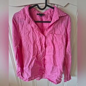 Saks Fifth Avenue Pink Linen Button Down Shirt